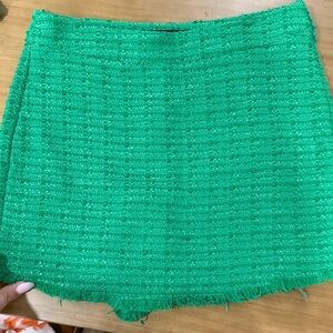 Zara Green Tweed Skirt Set